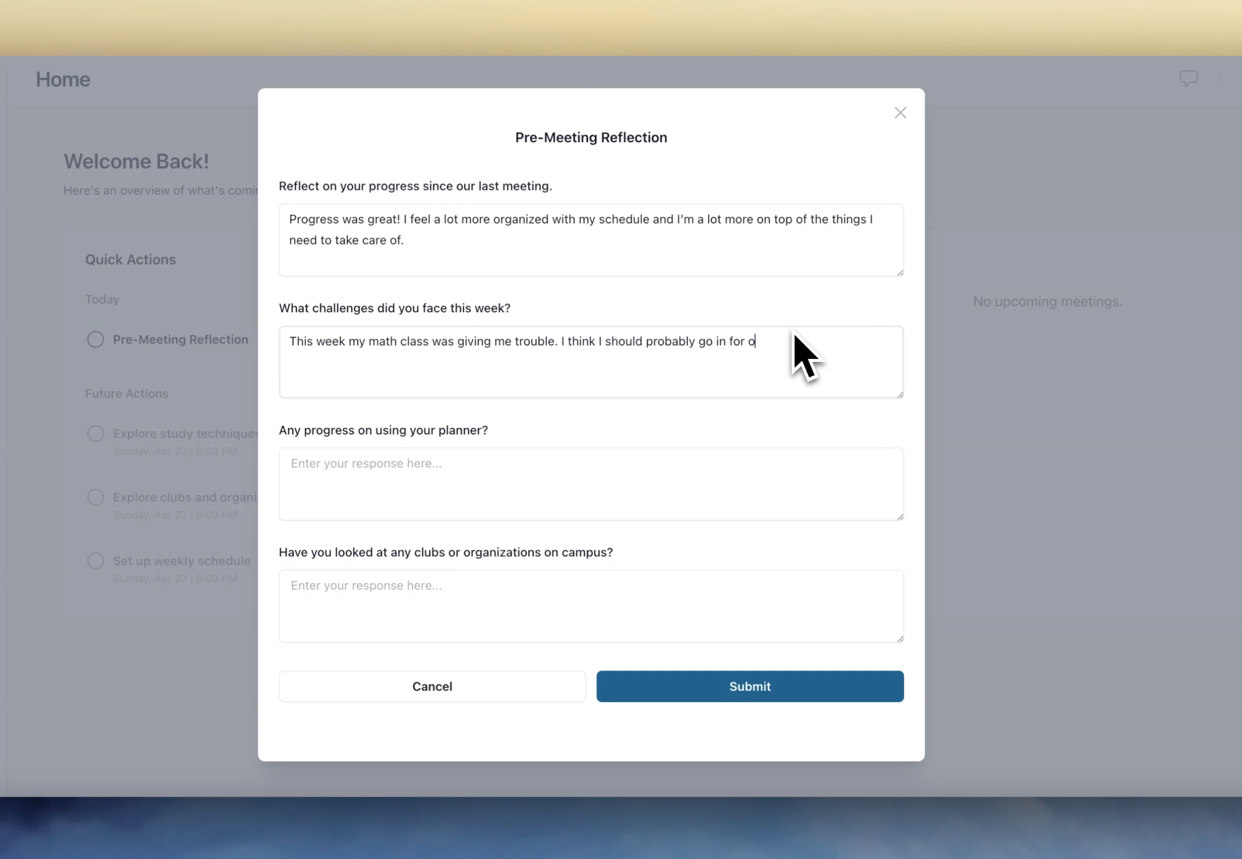 Actions & Check-ins